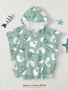 Cozy Pixies Baby Boy Cartoon Pattern Knit Soft Hooded Sleeveless Cover Up,Kids - Green - View 7