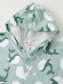 Cozy Pixies Baby Boy Cartoon Pattern Knit Soft Hooded Sleeveless Cover Up,Kids - Green - View 4