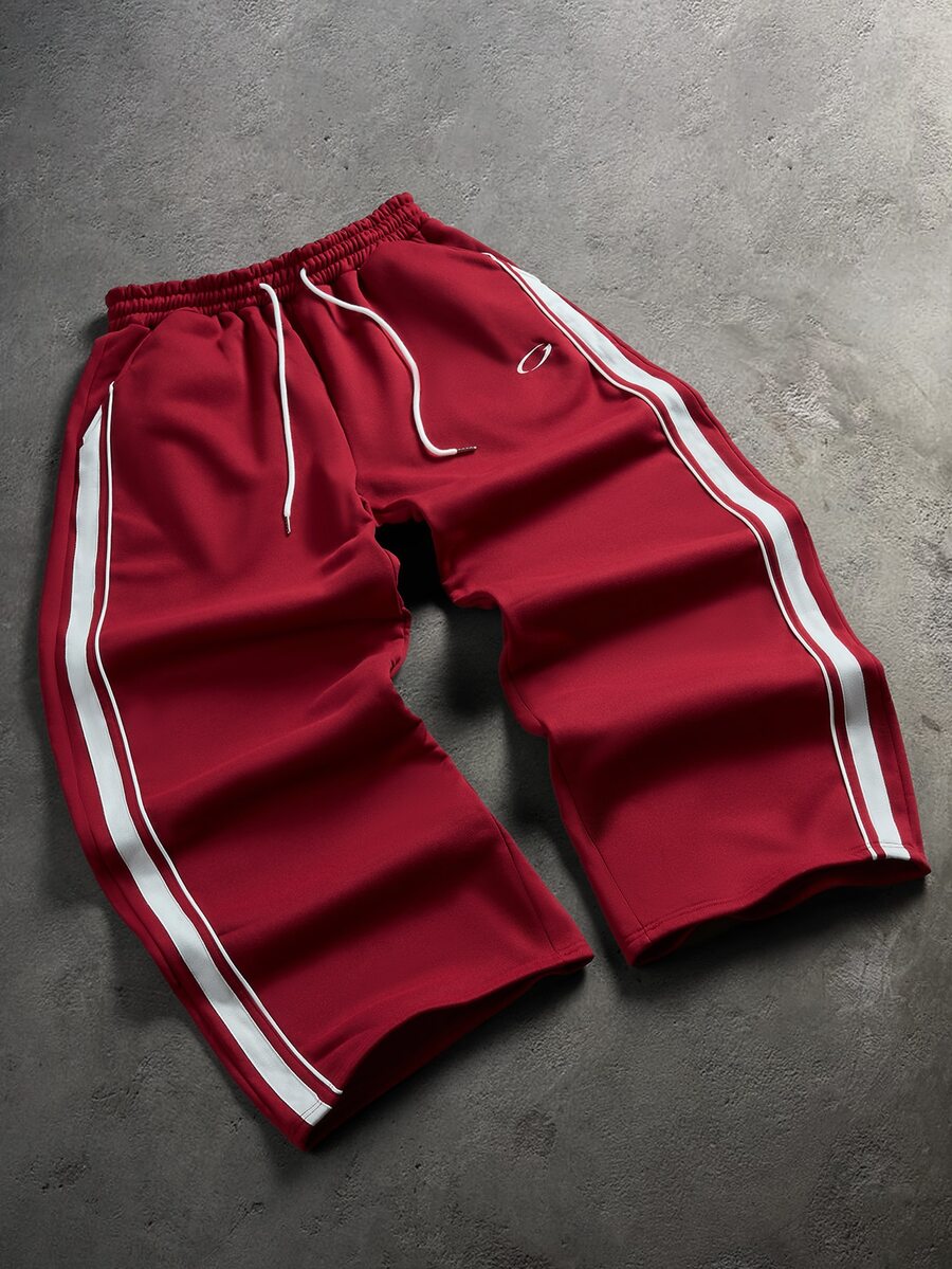 GETOML Men's Spring Autumn Casual Loose Fit Standard Size Sweatpants Plain Grey Decorative Elastic Waist Halloween Winter Party Autumn - Burgundy - View 1