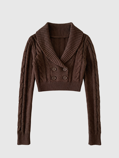 Cardigan femme vintage Y2K automne/hiver, double boutonnage, coupe slim, polyvalent, style rétro universitaire, tricot torsadé
