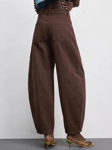 Maija Women's Beaded Decor Curved Leg Jeans - Brown - View 3