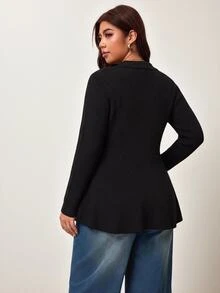 Enliva Plus-Size Women's Slim-Fit Knit Cardigan, Suitable For Autumn And Winter, And For Curvy Figures Basic Top Women Fall Winter Sweater - Black - View 2