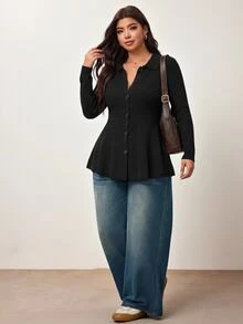 Enliva Plus-Size Women's Slim-Fit Knit Cardigan, Suitable For Autumn And Winter, And For Curvy Figures Basic Top Women Fall Winter Sweater - Black - View 6