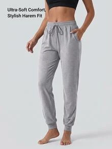 SHEIN Cheerettes Women Sports Activewear Bottom Casual Drawstring Elastic Waist Sweatpants - Light Grey - View 1