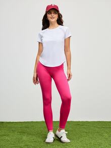 SHEIN Cheerettes Women Mesh Splice Raglan Sleeve Sports Activewear Top T-Shirt - White - View 5