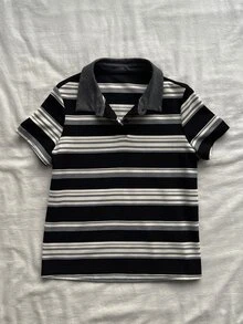 Attitoon Women's Casual Striped Polo Collar Short Sleeve T-Shirt, Summer - Multicolor - View 4
