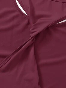SHEIN Cheerettes 3Pcs Breathable Softness Colorblock Gym Set Fitness Gym Set Twist Back Top Wide Waistband Tights Workout Clothes Workout Women Sports Activewear Set - Multicolor - View 5