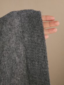 Poéselle Women's Charcoal Gray Turtleneck Knit Two-Piece Set Elegant Co-Ord Set For Work & Casual Wear Knit Skirt Set Matching Sweater Set Elevated Basics Fall - Grey - View 10