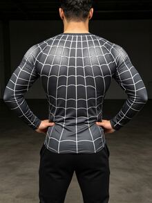 GymBeat 男士蝙蝠印花插肩袖長袖運動T恤，健身房穿著 - 彩色 - 查看 2