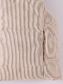 SHEIN Elladie kids 女童秋季燈芯絨復古立領拉鍊短背心，保暖內裡加厚經典百搭，日常通勤戶外保暖層搭 - 杏色 - 查看 9