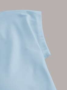 Tseoso Cotton Padded Casual Minimalist Versatile All-Match Bra-Free Backless Round Neck T-Shirt For Women, Summer Vacation - Baby Blue - View 5