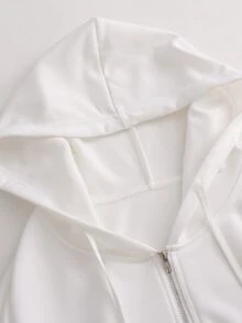 SHEIN 女款新款夏季白色連帽寬鬆休閒奶奶風優雅運動衫 正式確認款 - 白色 - 查看 7