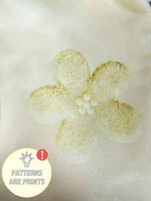 SHEIN [印花設計] 奶油黃 3D 仿植絨珍珠花連帽衛衣，適合小女孩，小碼短版寬鬆慵懶軟綿蓬鬆，青春溫柔提亮套頭上衣，春夏秋冬百搭甜美少女風小眾上衣 - 彩色 - 查看 6