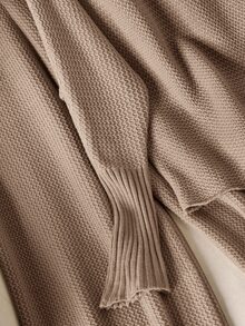 CosyJoli Plus Size Women's Casual Elegant Knit Set 2-Piece Outfit Spring Sweater Loose Khaki Home Fall/Winter Evening Vacation - Apricot - View 4