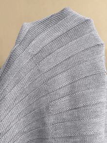 Elaquor Plus Size Women Solid Color Single-Breasted Bell Sleeve Top Mini Skirt Knit Set Formal Office Dates Date Night Gray Autumn Elegant Normal Winter - Grey - View 11