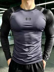 GymBeat 男士裝飾性插肩袖運動T恤，健身房適用 - 彩色 - 查看 6
