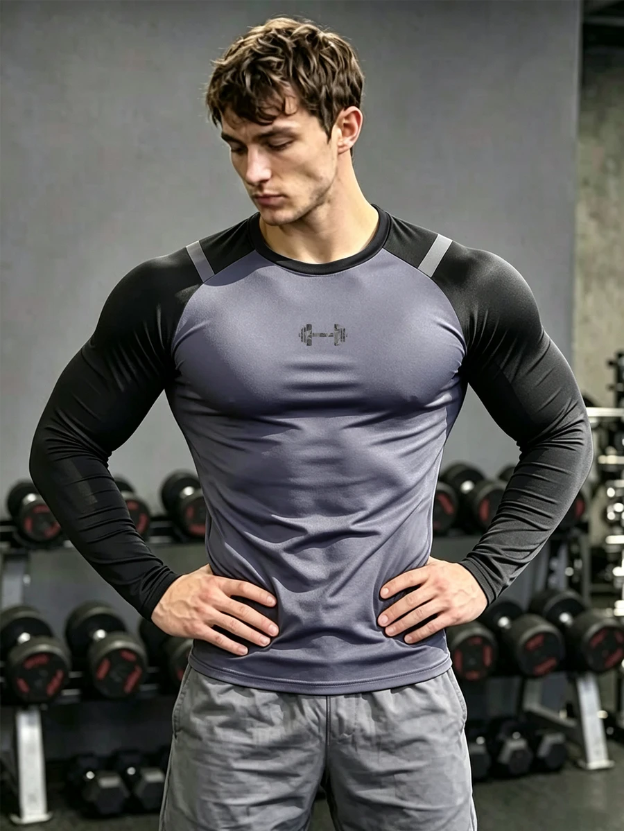 GymBeat 男士裝飾性插肩袖運動T恤,健身房適用 - 彩色 - 查看 1