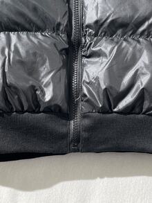 SHEIN 兒童 1件 少女高腰短版收腰加厚外套，休閒秋冬款 - 黑色 - 查看 7