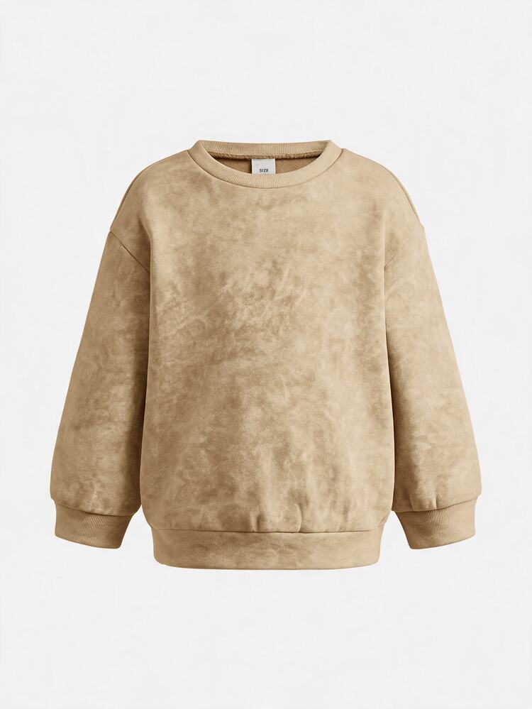 Bộ áo nỉ dày mùa thu/đông mới cho bé gái, màu sắc, phong cách thường ngày đa năng cho streetwear, mùa tựu trường, Halloween trẻ em - Màu be - Xem 5