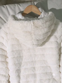 Emery Rose Kids Emery Rose Kids 女童白色人造毛休閒連帽冬季夾克外套 - 白色 - 查看 6