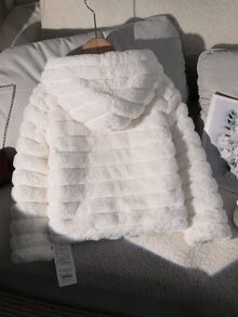 Emery Rose Kids Emery Rose Kids 女童白色人造毛休閒連帽冬季夾克外套 - 白色 - 查看 7