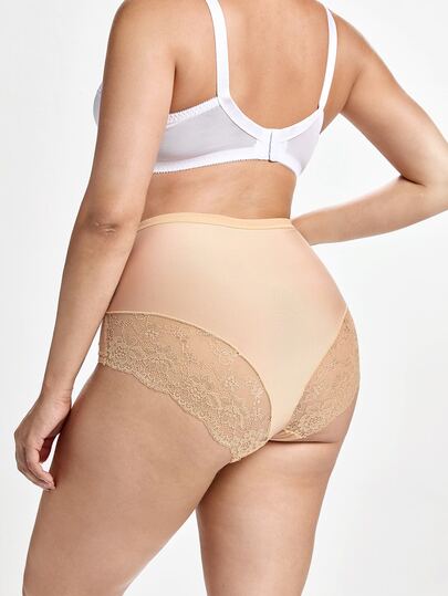 Slumbrini 1pc Plus Size High Waist Breathable Ice Silk Fabric Shaping Panties Mesh Cross Woven Design Triangle Briefs