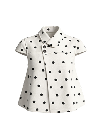 Kawaii Autumn/Winter Y2K Retro Polka Dot Tweed College Peter Pan Collar Cute Casual Women's Tweed Jacket