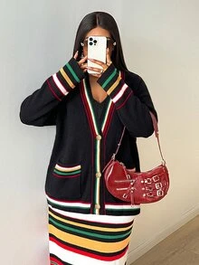 Maweii Versatile Commute Vintage Street Holiday 2026 Latest Plus Size Sweater Cardigan Winter - Multicolor - View 4
