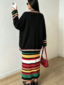 Maweii Versatile Commute Vintage Street Holiday 2026 Latest Plus Size Sweater Cardigan Winter - Multicolor - View 3