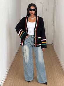 Maweii Versatile Commute Vintage Street Holiday 2026 Latest Plus Size Sweater Cardigan Winter - Multicolor - View 6