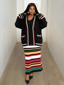Maweii Versatile Commute Vintage Street Holiday 2026 Latest Plus Size Sweater Cardigan Winter - Multicolor - View 5
