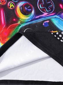 SHEIN Kids 2pcs Tween Boy Snug Fit Glow-In-The-Dark Gaming Console Print Crew Neck Long Sleeve T-Shirt And Autumn Pants Soft Comfortable Pajama Set - Black - View 8