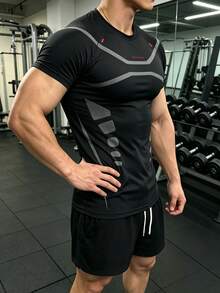 Gym Rark 男士拼色休閒日常旅行運動T恤，健身房適用 - 彩色 - 查看 3