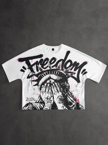 Major Grit 男士街頭風熱銷自由女神 FREEDOM T恤，男友/丈夫禮物，週年紀念禮物 - 彩色 - 查看 4