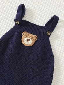Cozy Pixies Newborn Baby Sweater Co-Ords Autumn/Winter Cute Floral Pattern Knit Cardigan & Suspender Romper Set - Blue and White - View 5