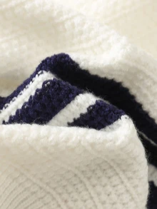 Cozy Pixies Newborn Baby Sweater Co-Ords Autumn/Winter Cute Floral Pattern Knit Cardigan & Suspender Romper Set - Blue and White - View 7