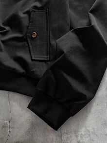 AXEPEAK 男士時尚刺繡拉鍊長袖街頭風夾克 - 黑色 - 查看 6