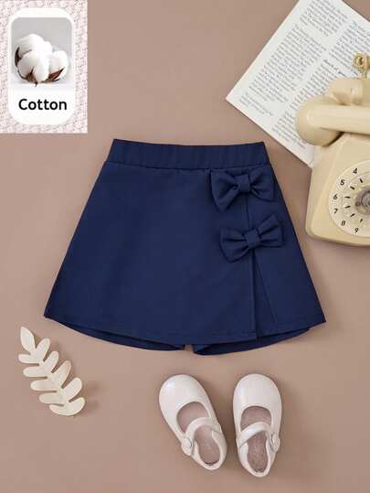SHEIN Kids Young Girl Young Girl College Style Black Woven Loose Elastic Waist Shorts
