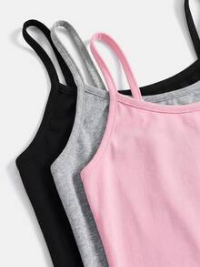 SHEIN Kids 3PCS Tween Girls Tank Tops & Camis - Multicolor - View 5