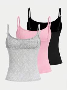 SHEIN Kids 3PCS Tween Girls Tank Tops & Camis - Multicolor - View 2