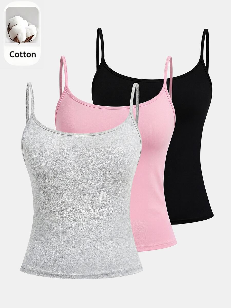 SHEIN Kids 3PCS Tween Girls Tank Tops & Camis - Multicolor - View 1