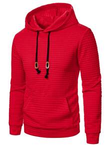 Manfinity Homme Men Kangaroo Pocket Drawstring Hoodie - Red - View 6