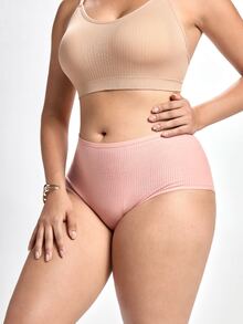 Slumbrini Paquete de 5 ropa interior de talla grande de punto acanalado de unicolor - Multicolor - Ver 3