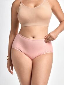 Slumbrini Paquete de 5 ropa interior de talla grande de punto acanalado de unicolor - Multicolor - Ver 4