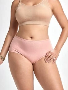 Slumbrini Paquete de 5 ropa interior de talla grande de punto acanalado de unicolor - Multicolor - Ver 6