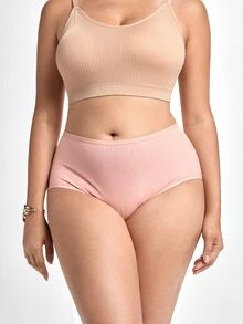 Slumbrini Paquete de 5 ropa interior de talla grande de punto acanalado de unicolor - Multicolor - Ver 7