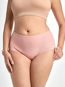 Slumbrini Paquete de 5 ropa interior de talla grande de punto acanalado de unicolor - Multicolor - Ver 8