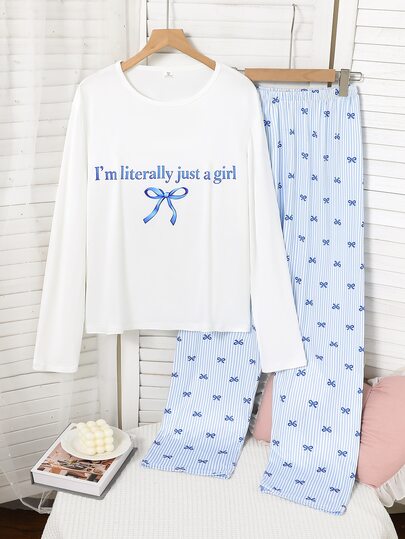 4pcs Girls Teenager 4-Piece Set Home Wear Long Sleeve Top With Cut-Out Print, All-Over Digital Print Long Pants Milk Silk Fabric Comfortable Loungewear