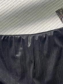 SHEIN 青少年女孩黑色低腰迷你裙，PU內建短褲，休閒純色低腰迷你裙 - 黑色 - 查看 5