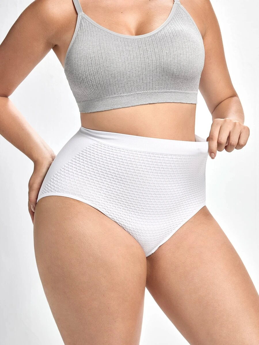 Slumbrini Plus Size High Elasticity Thickened Seamless Tummy Control Butt Lifting Pants, 1pc - White - View 1